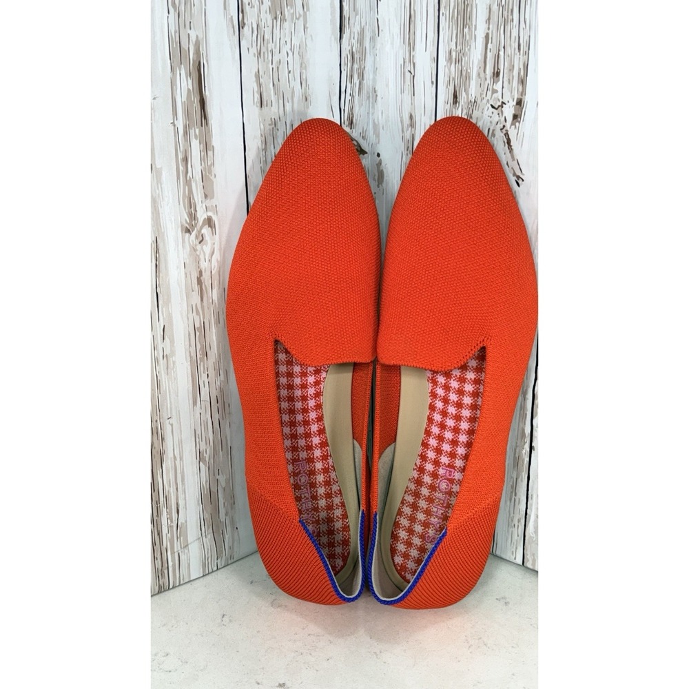 Rothy's The Almond Poppy Red Loafers Gingham Insoles Size 10.5